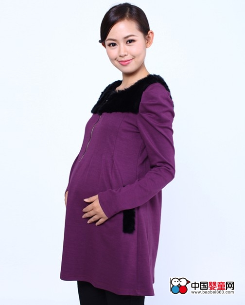 曼姆哒迪皮草拼接拉链孕妇装职业装连衣裙,孕